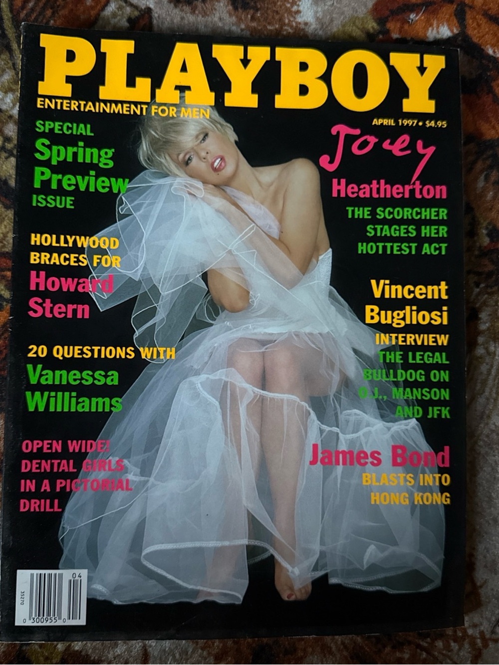 PLAYBOY April 1997 Featuring Joey Heatherton - White Sheer Bridal Dress Cover